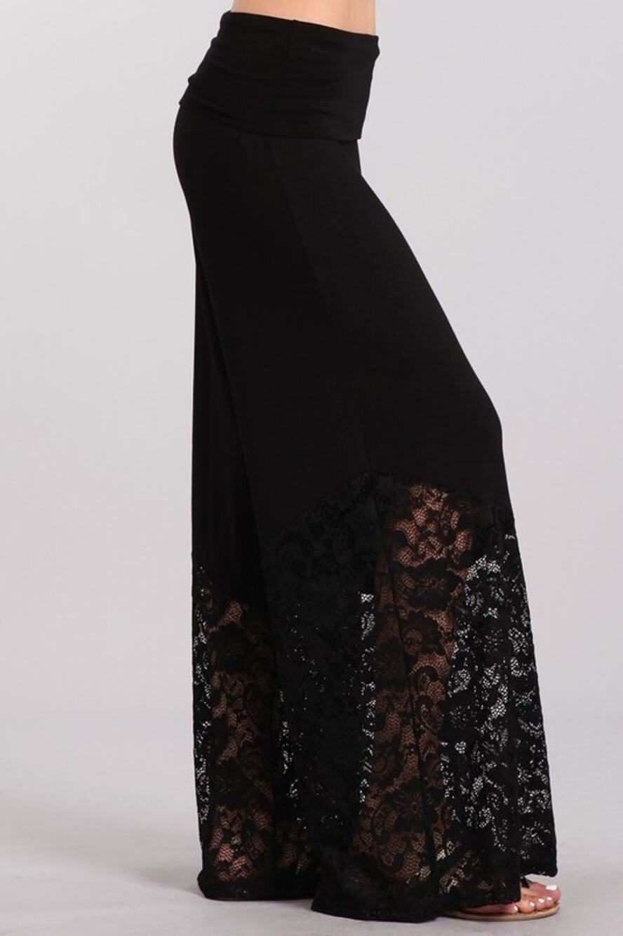 Chatoyant Black Lace Palazzo Pants Small